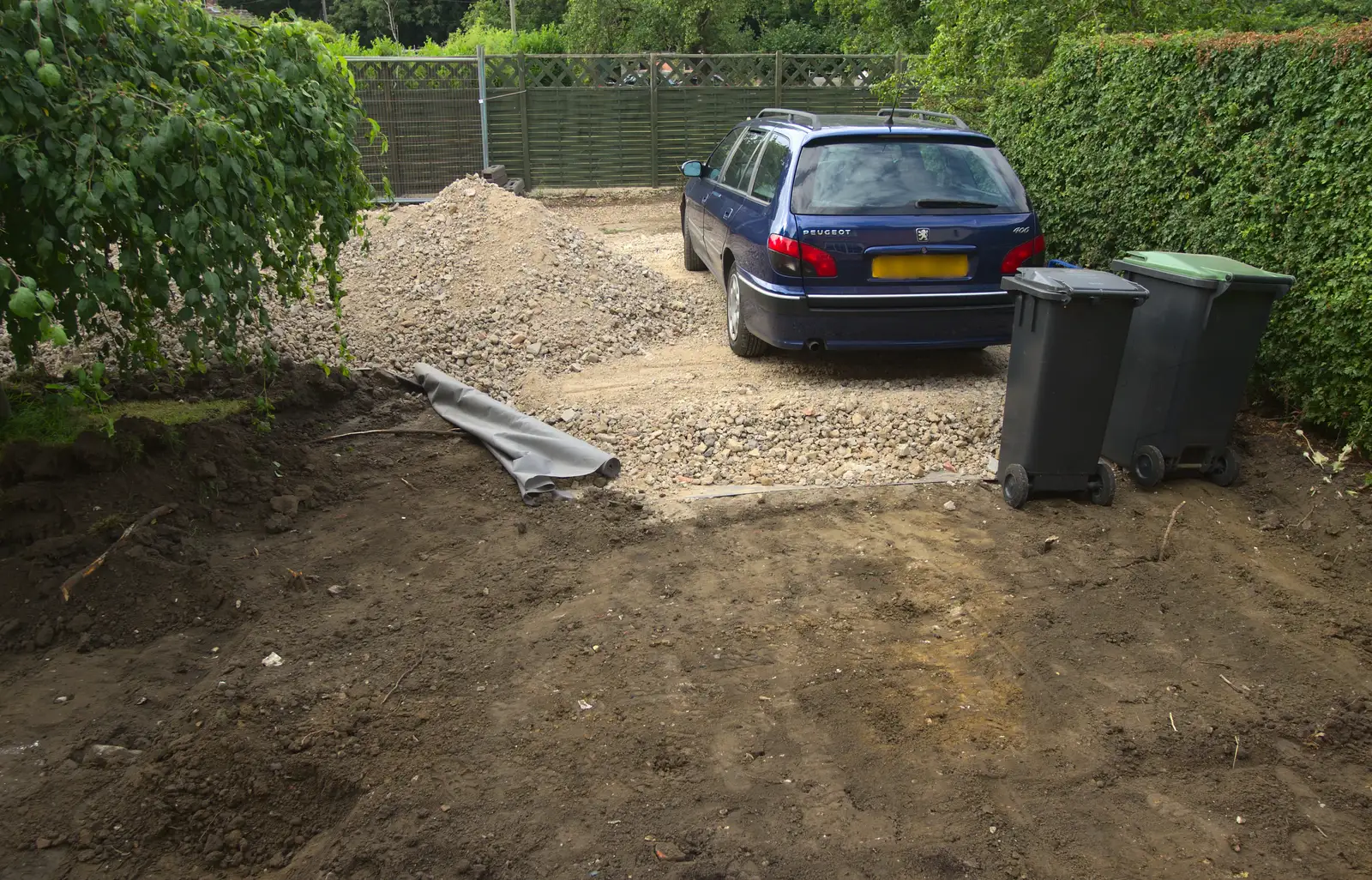 The temporary crushed concrete drive, from Grand Designs: Building Commences, Brome, Suffolk - 8th August 2013