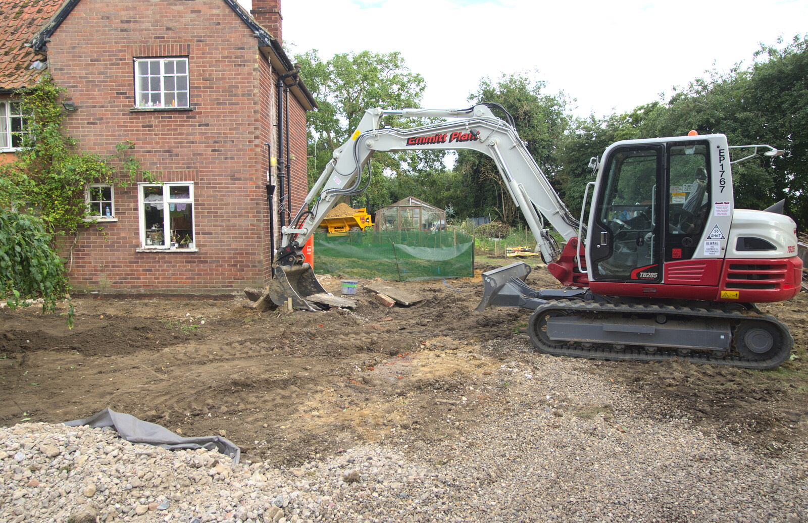 The digger removes the lawn from Grand Designs: Building Commences, Brome, Suffolk - 8th August 2013