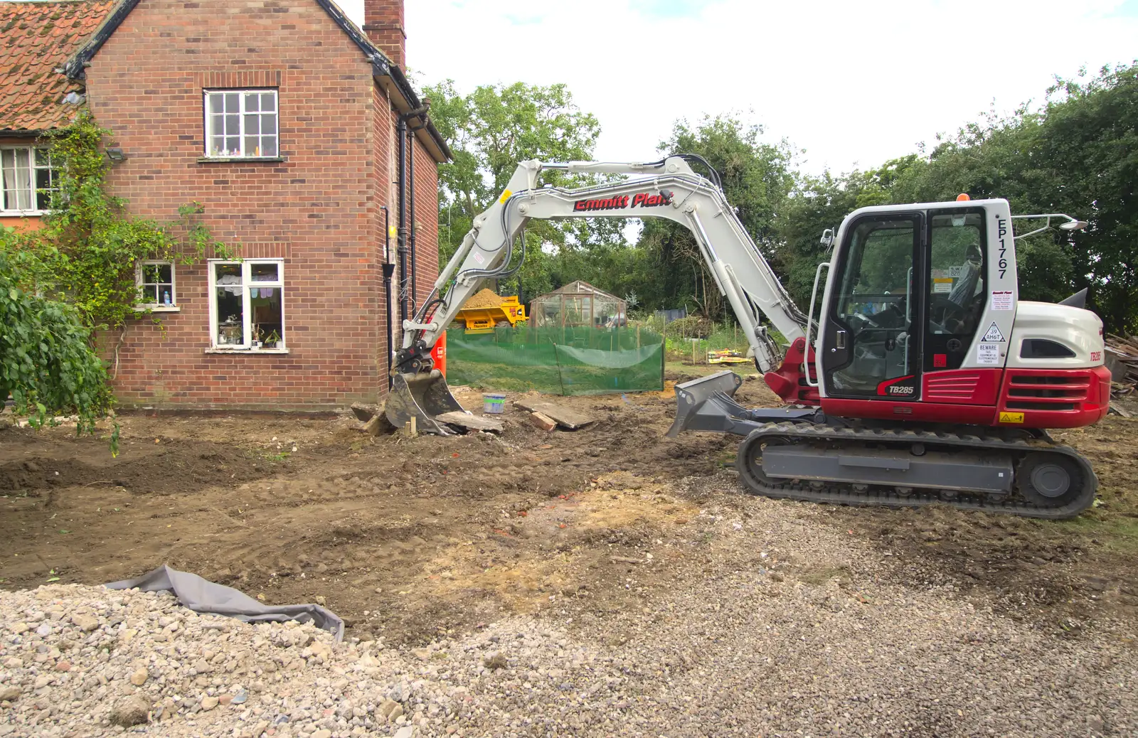 The digger removes the lawn, from Grand Designs: Building Commences, Brome, Suffolk - 8th August 2013