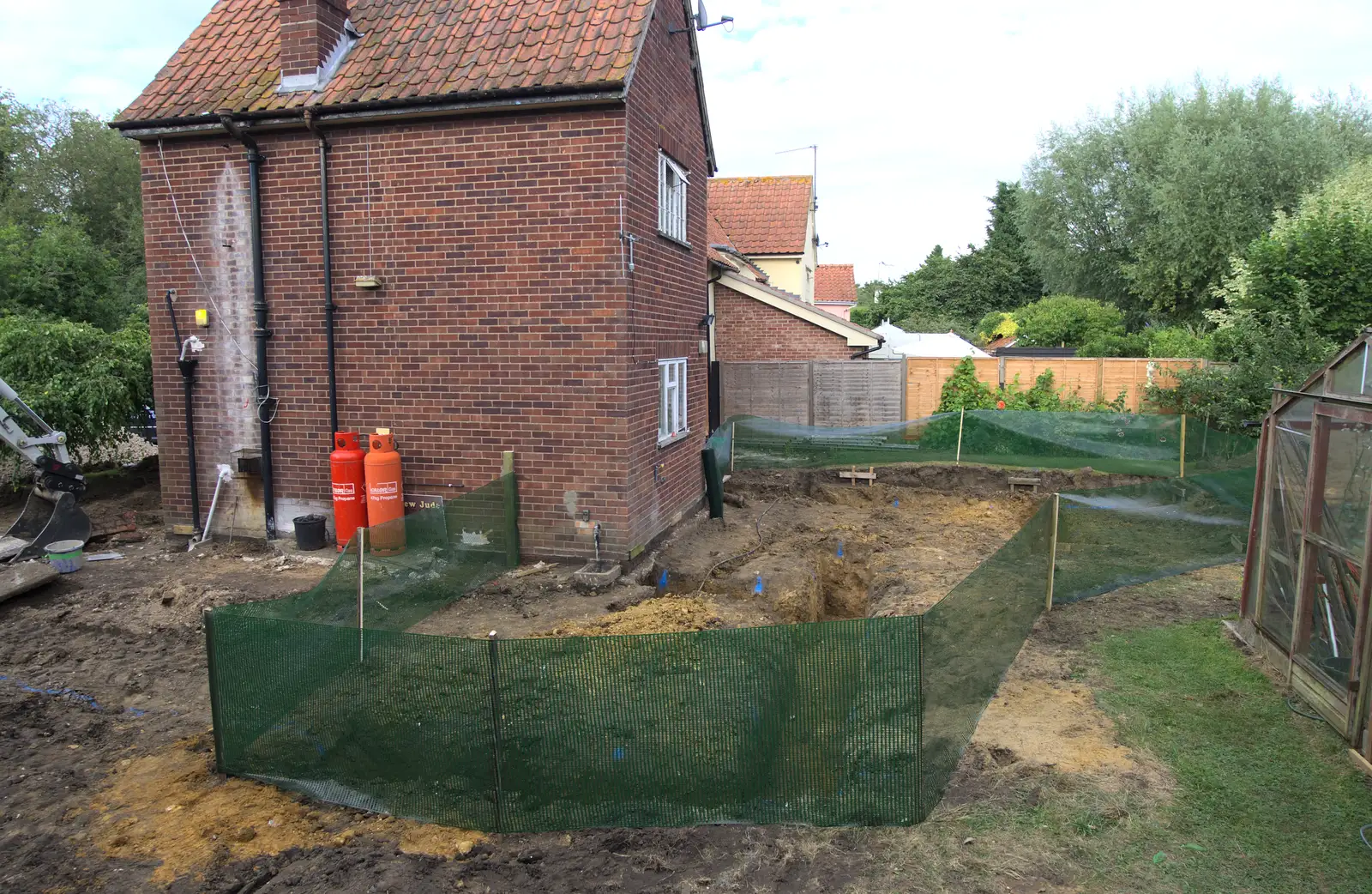 The footings are fenced off, from Grand Designs: Building Commences, Brome, Suffolk - 8th August 2013