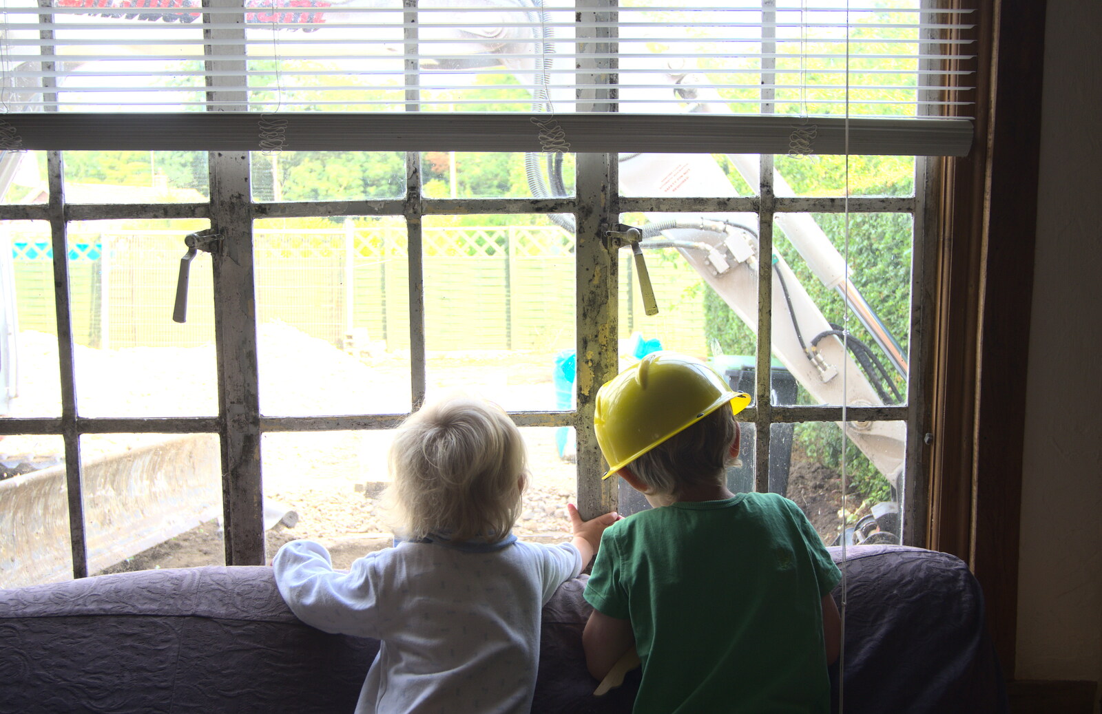 The boys are loving the digger action from Grand Designs: Building Commences, Brome, Suffolk - 8th August 2013