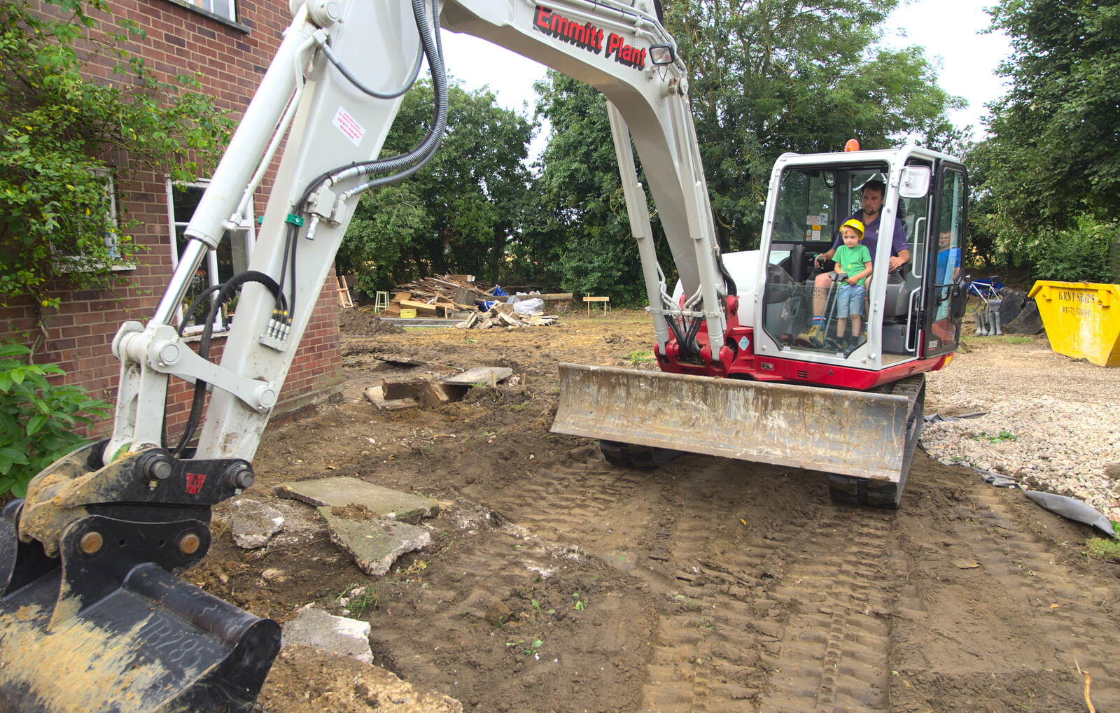 A view of the digger from Grand Designs: Building Commences, Brome, Suffolk - 8th August 2013