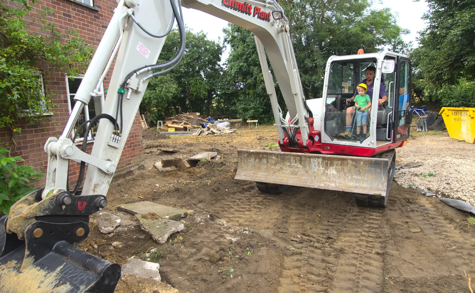 A view of the digger, from Grand Designs: Building Commences, Brome, Suffolk - 8th August 2013