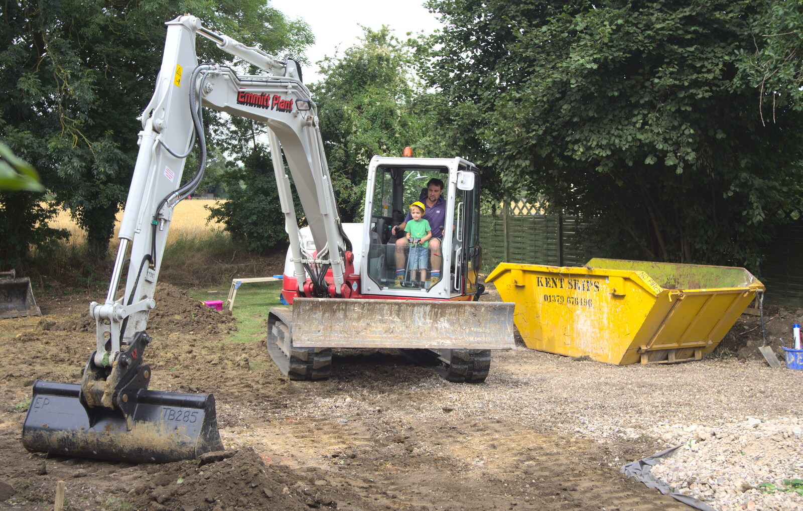 Fred in a digger from Grand Designs: Building Commences, Brome, Suffolk - 8th August 2013
