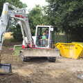 Fred in a digger, Grand Designs: Building Commences, Brome, Suffolk - 8th August 2013