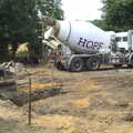 The concrete mixer gets ready to unload, Grand Designs: Building Commences, Brome, Suffolk - 8th August 2013
