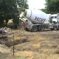 The concrete mixer gets ready with the first load, Grand Designs: Building Commences, Brome, Suffolk - 8th August 2013