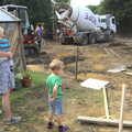 Isobel, Harry and Fred watch, Grand Designs: Building Commences, Brome, Suffolk - 8th August 2013