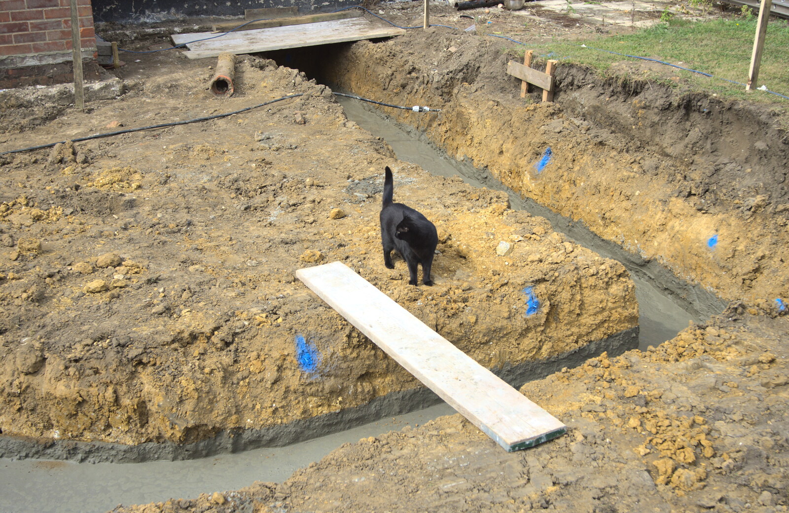 Millie explores the footings from Grand Designs: Building Commences, Brome, Suffolk - 8th August 2013