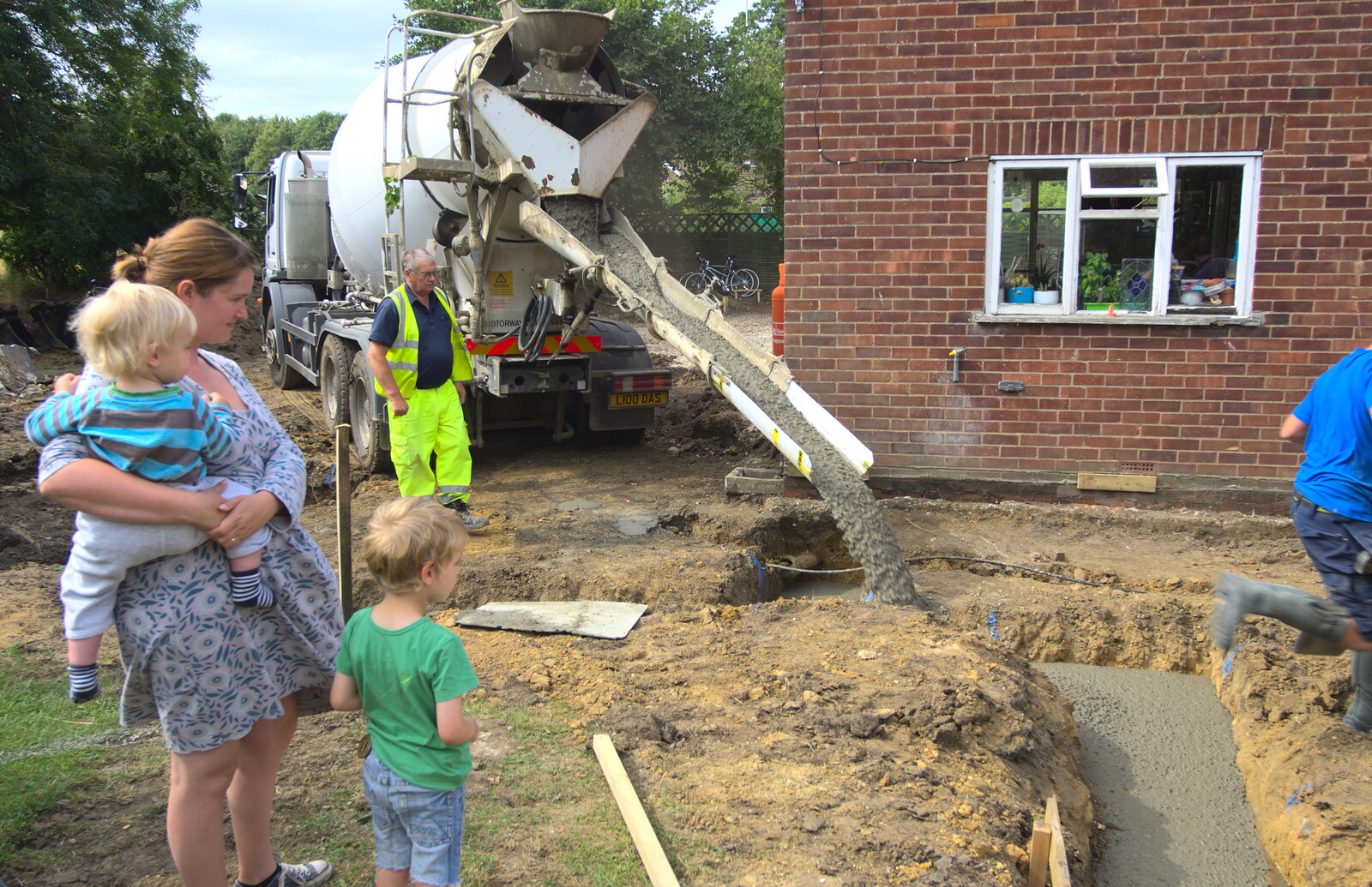 More concrete is poured in from Grand Designs: Building Commences, Brome, Suffolk - 8th August 2013