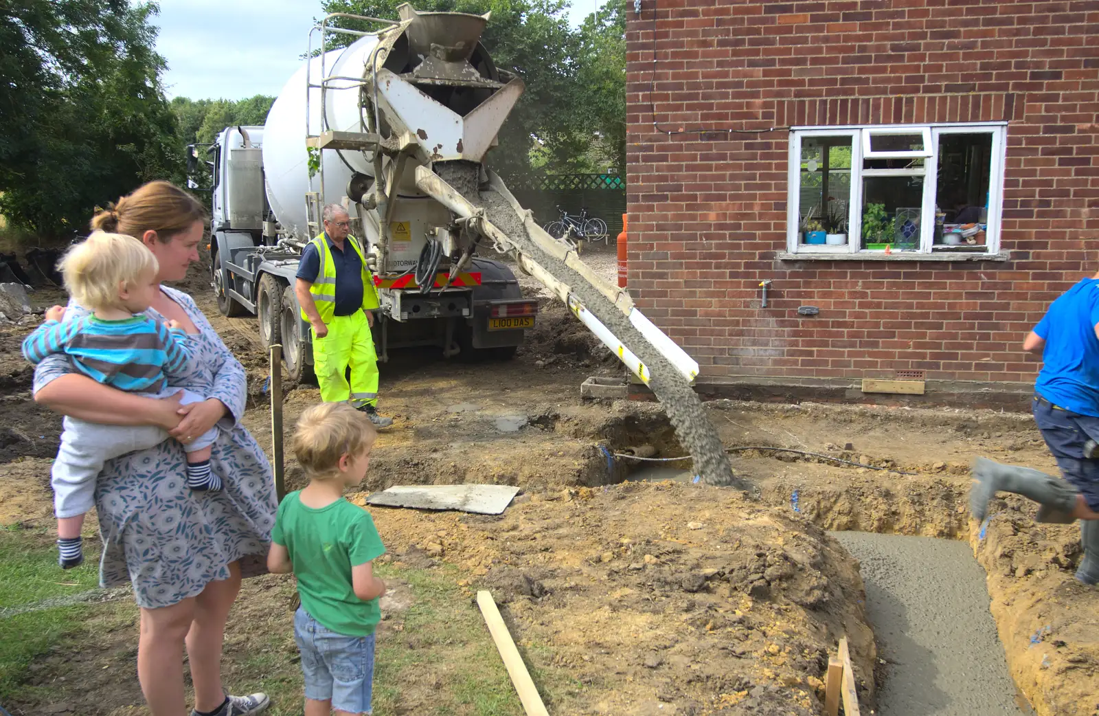 More concrete is poured in, from Grand Designs: Building Commences, Brome, Suffolk - 8th August 2013