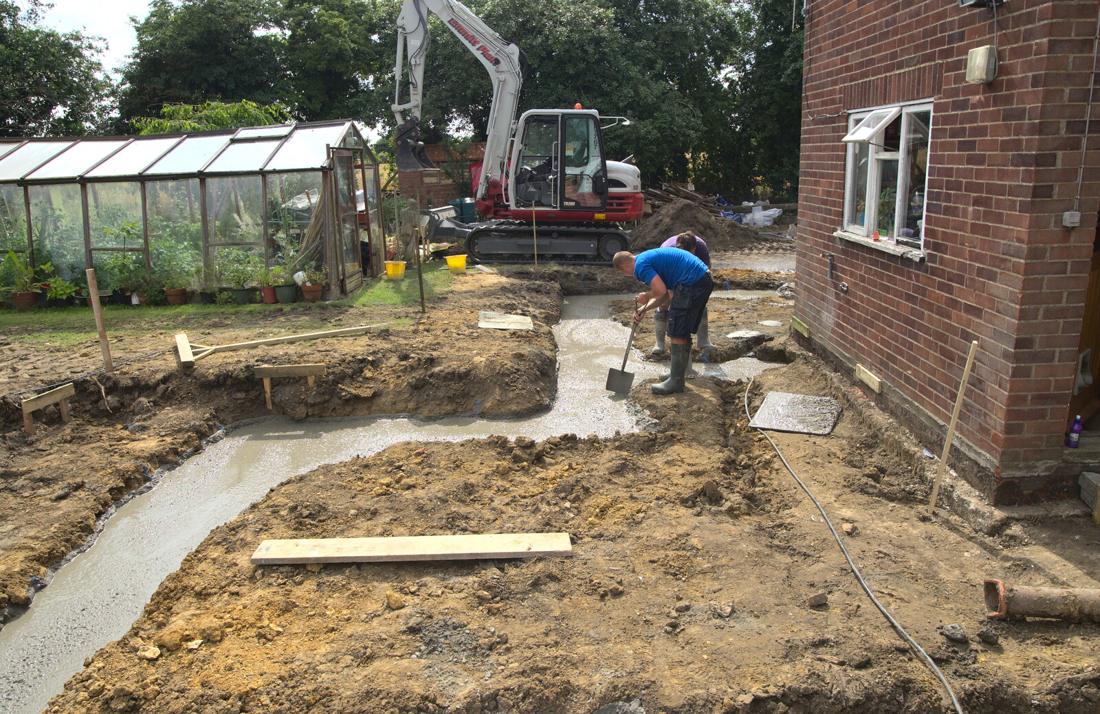 A river of concrete around the house from Grand Designs: Building Commences, Brome, Suffolk - 8th August 2013