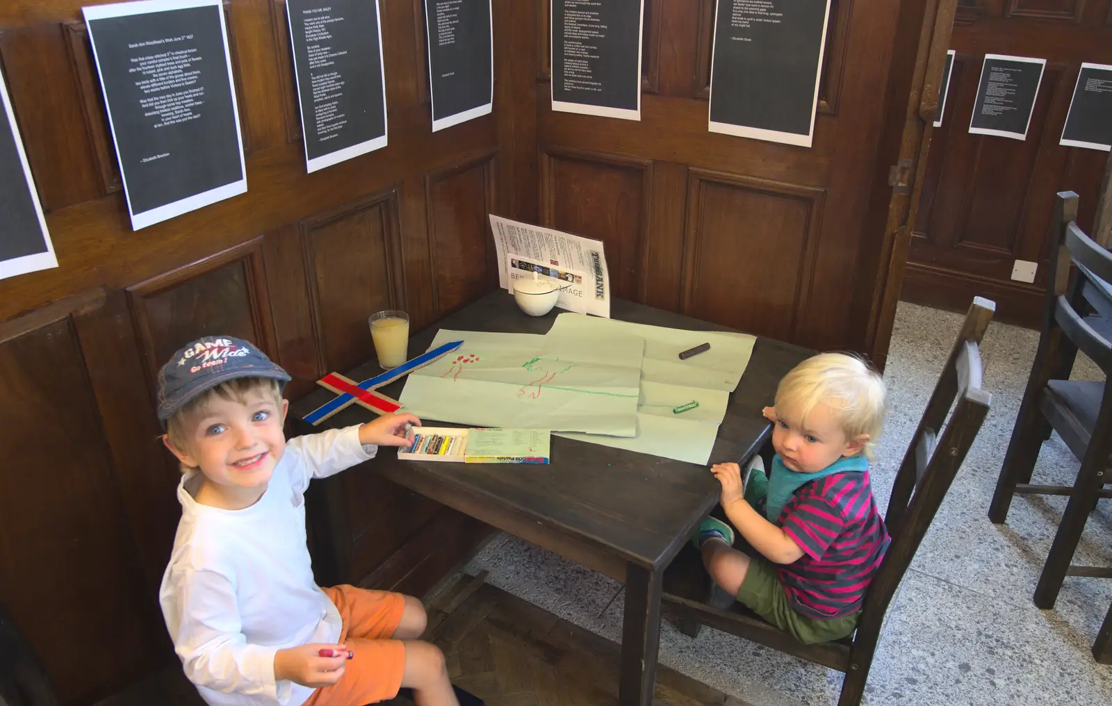 Fred and Harry do some colouring, from Grand Designs: Building Commences, Brome, Suffolk - 8th August 2013