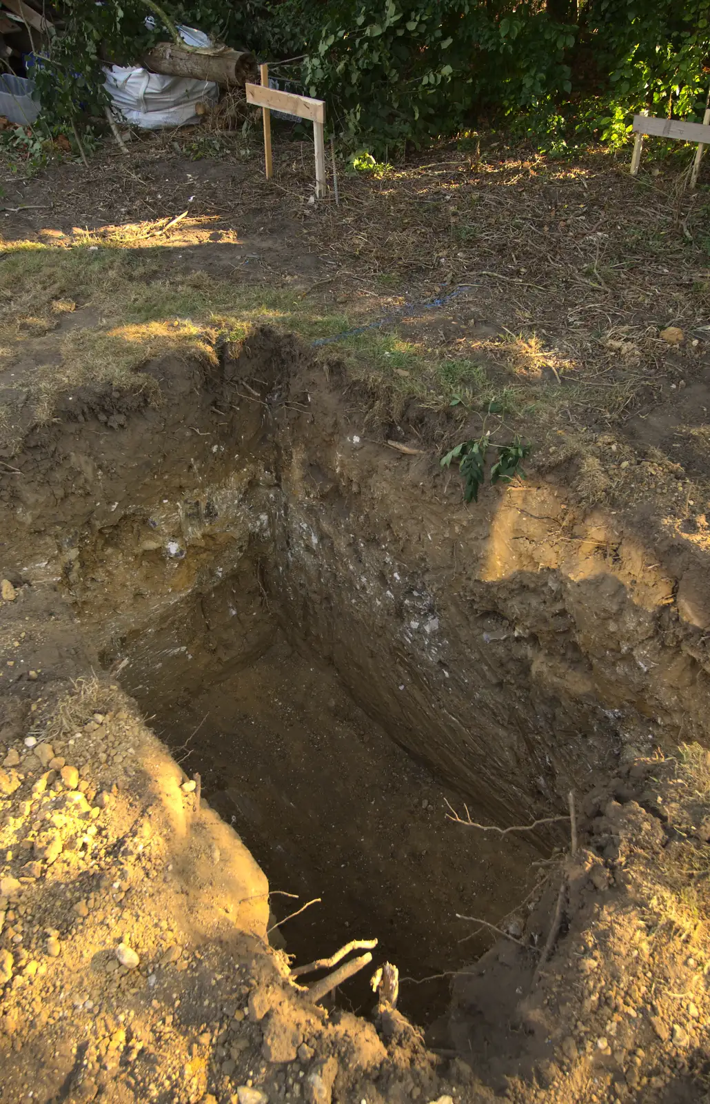 A soak-away hole in the garden, from Grand Designs: Building Commences, Brome, Suffolk - 8th August 2013