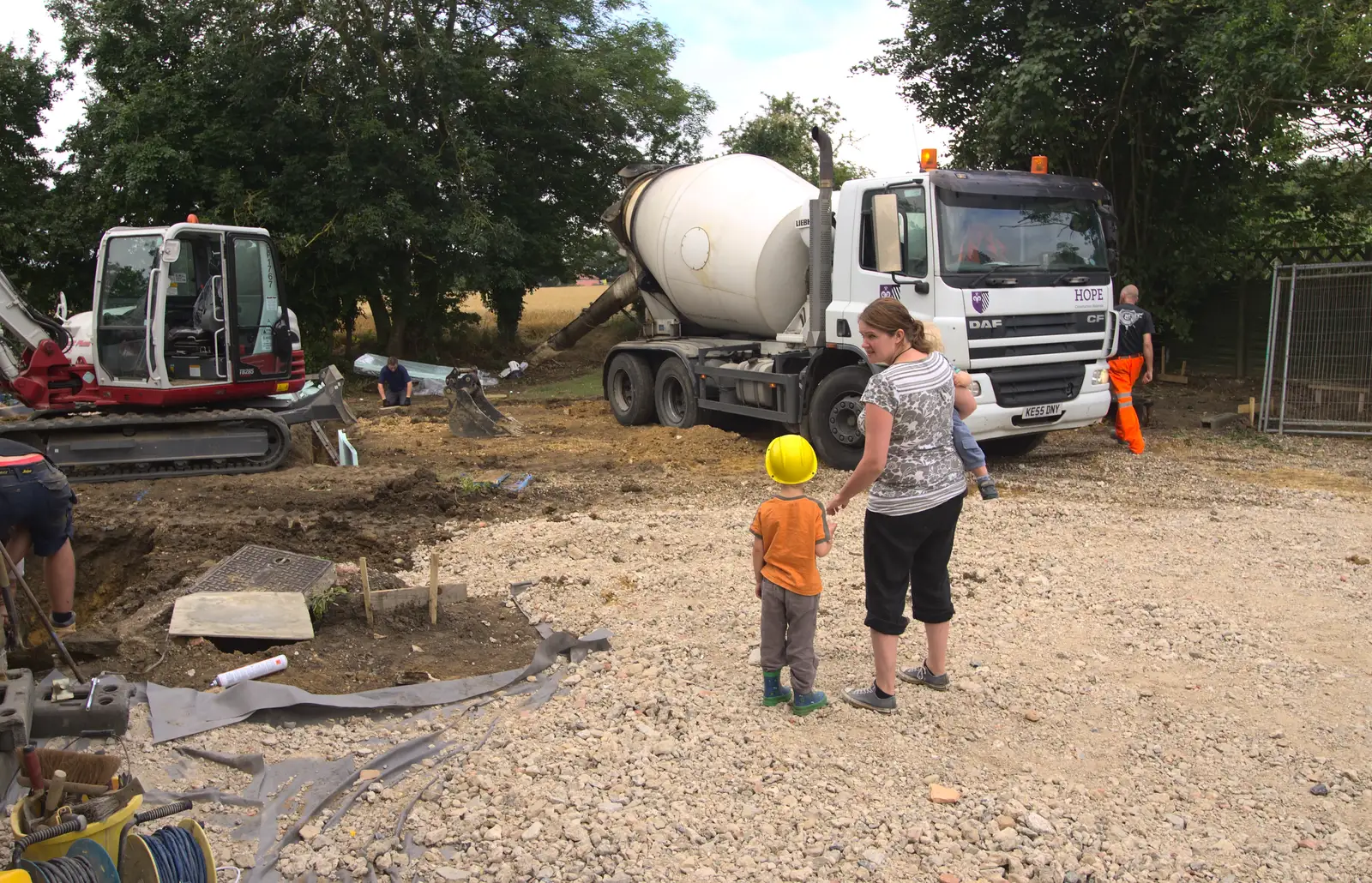 Fred, Isobel and Harry go for a look, from Grand Designs: Building Commences, Brome, Suffolk - 8th August 2013