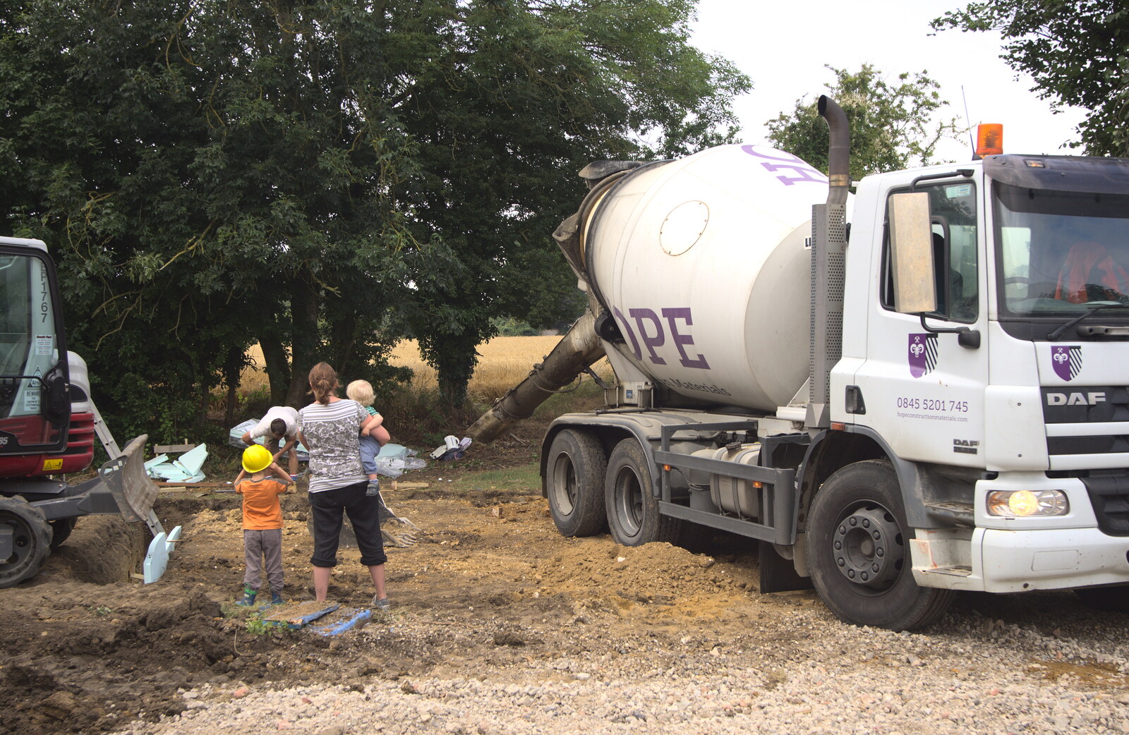 Another load of concrete is poured from Grand Designs: Building Commences, Brome, Suffolk - 8th August 2013