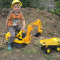 Fred on his digger, Grand Designs: Building Commences, Brome, Suffolk - 8th August 2013