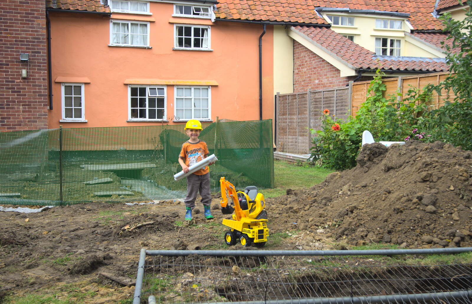 Fred looks like a real builder, with plans from Grand Designs: Building Commences, Brome, Suffolk - 8th August 2013