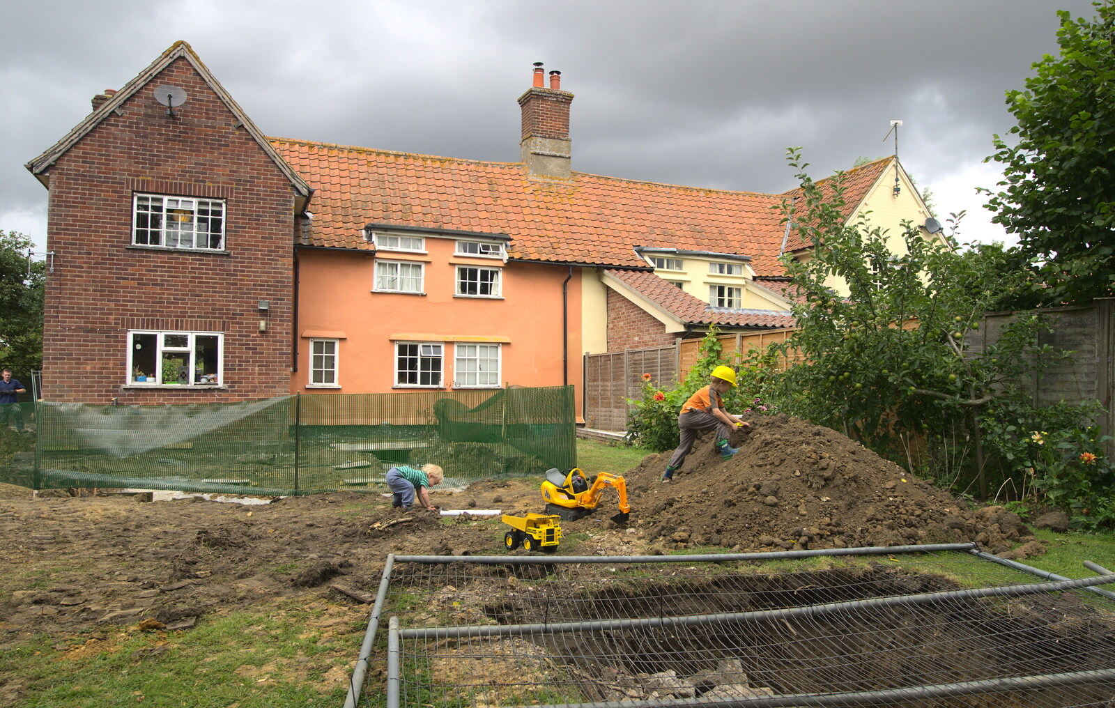 Harry and Fred play in the dirt from Grand Designs: Building Commences, Brome, Suffolk - 8th August 2013