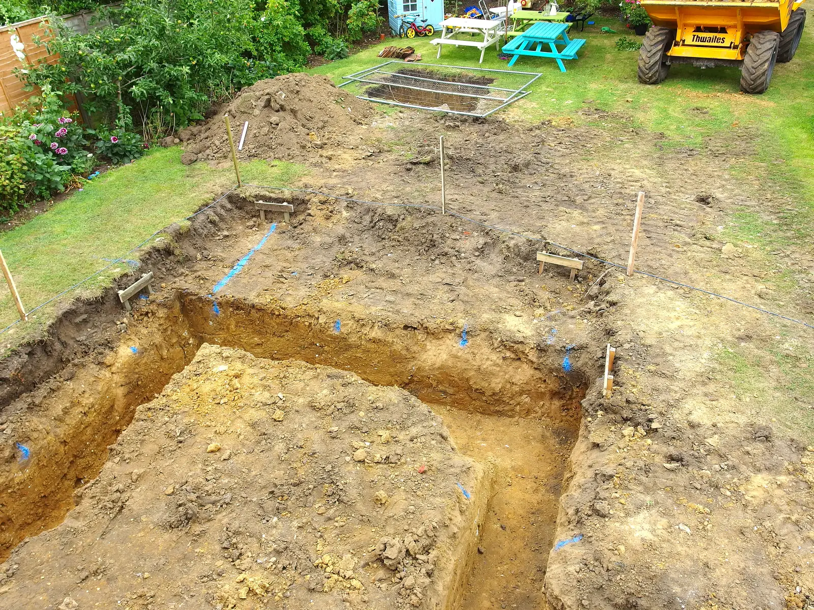 The footings for the garden room, from A Trip to Pizza Express, Nepture Quay, Ipswich, Suffolk - 9th August 2013