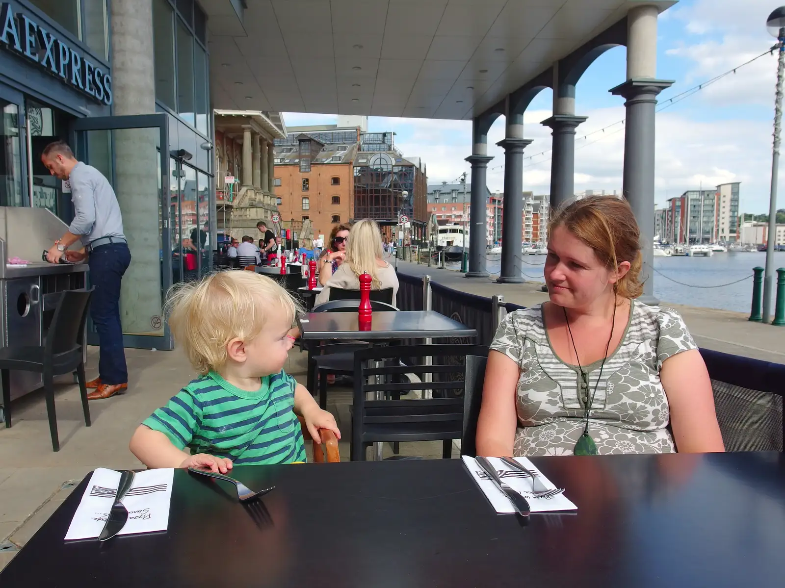 Harry and Isobel at Pizza Express, from A Trip to Pizza Express, Nepture Quay, Ipswich, Suffolk - 9th August 2013