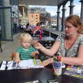 Harry gets his colouring equipment, A Trip to Pizza Express, Nepture Quay, Ipswich, Suffolk - 9th August 2013