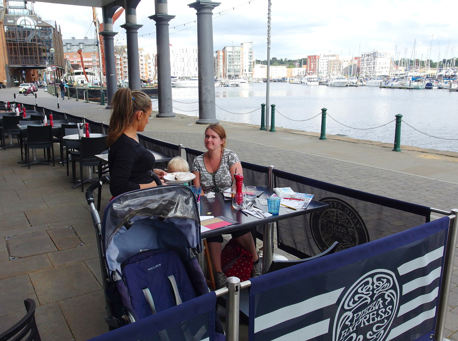 The Pizza Express waitress comes out from A Trip to Pizza Express, Nepture Quay, Ipswich, Suffolk - 9th August 2013