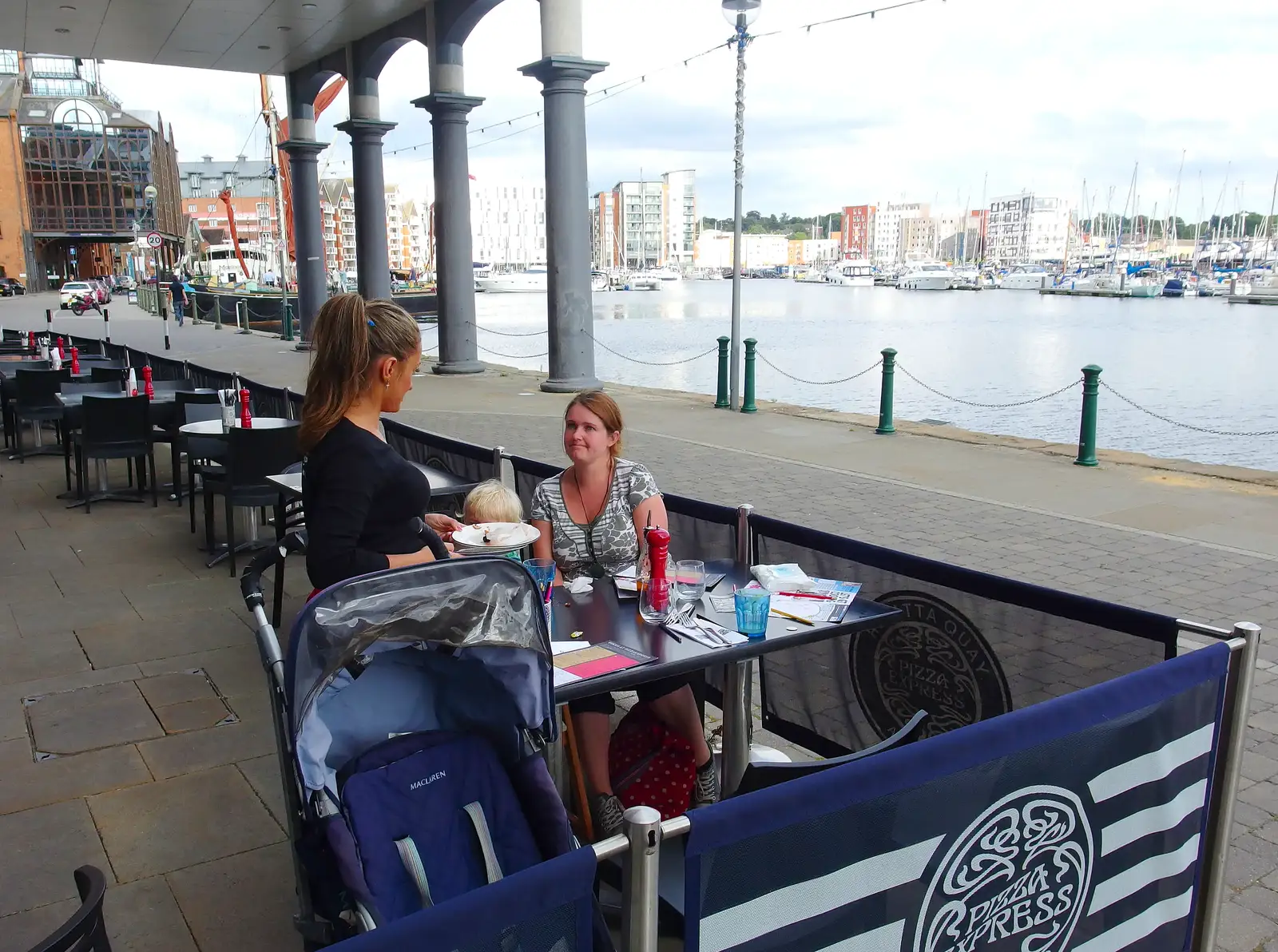 The Pizza Express waitress comes out, from A Trip to Pizza Express, Nepture Quay, Ipswich, Suffolk - 9th August 2013