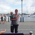 Isobel hauls Harry around for a bit, A Trip to Pizza Express, Nepture Quay, Ipswich, Suffolk - 9th August 2013
