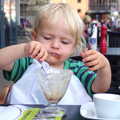 Harry finishes up his Sundae, A Trip to Pizza Express, Nepture Quay, Ipswich, Suffolk - 9th August 2013