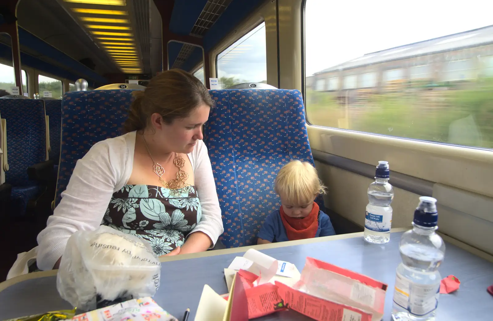 Isobel and Harry on the train, from Spitalfields and Brick Lane Street Art, Whitechapel, London - 10th August 2013