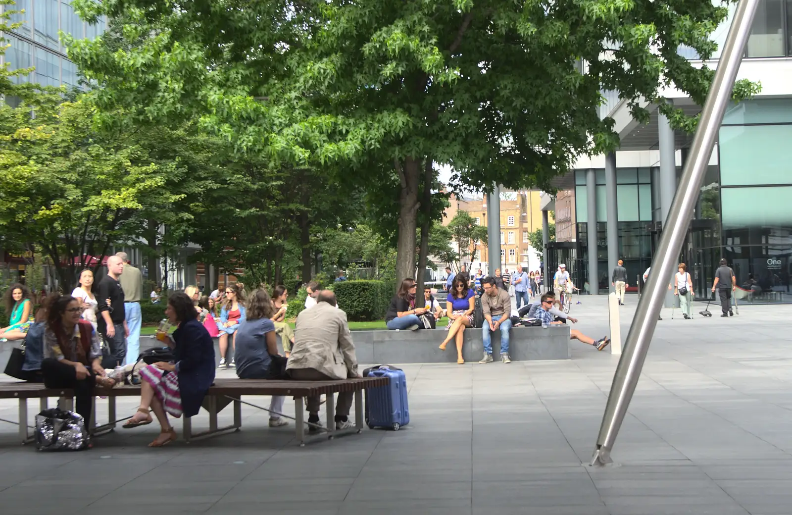 The plaza outside Spitalfields, from Spitalfields and Brick Lane Street Art, Whitechapel, London - 10th August 2013