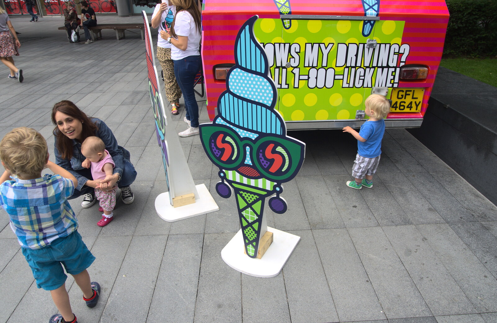Harry lurks by the ice-cream van from Spitalfields and Brick Lane Street Art, Whitechapel, London - 10th August 2013