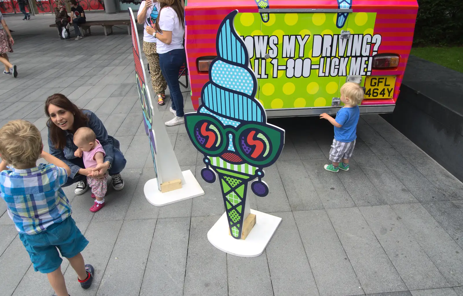 Harry lurks by the ice-cream van, from Spitalfields and Brick Lane Street Art, Whitechapel, London - 10th August 2013