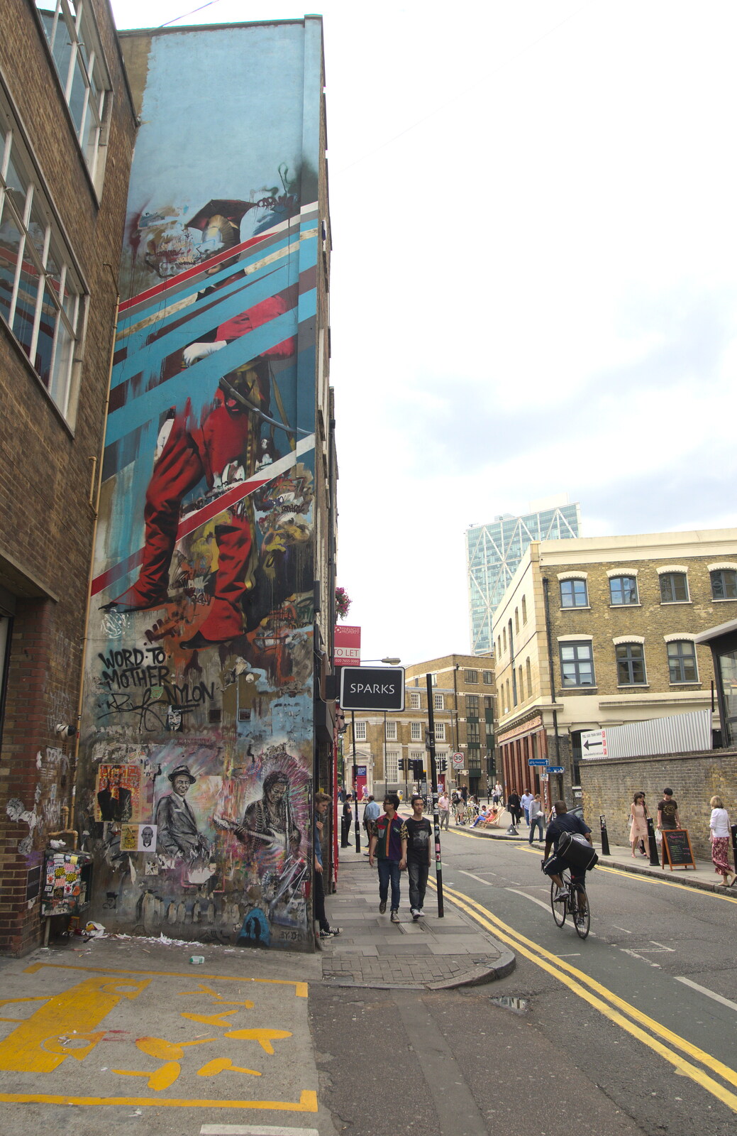 Street art on Hanbury Street from Spitalfields and Brick Lane Street Art, Whitechapel, London - 10th August 2013