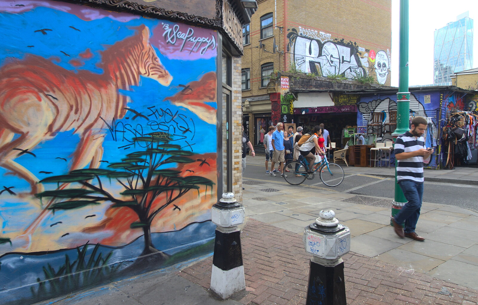 A street mural from Spitalfields and Brick Lane Street Art, Whitechapel, London - 10th August 2013