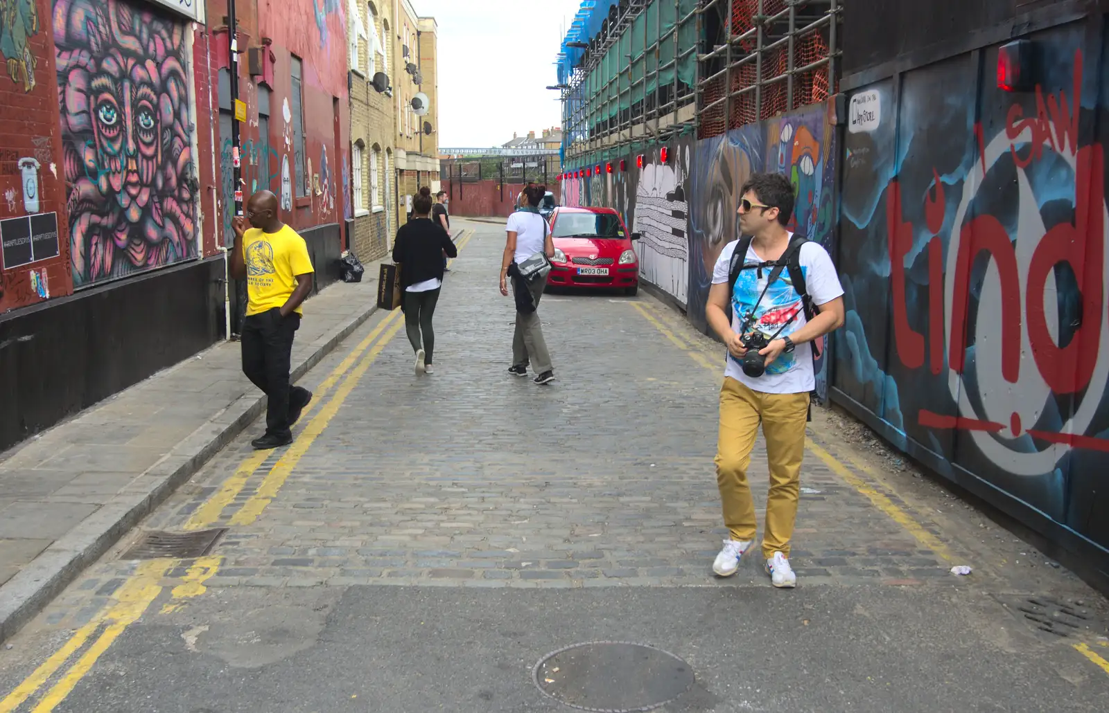 Everyone's out with their camera, from Spitalfields and Brick Lane Street Art, Whitechapel, London - 10th August 2013