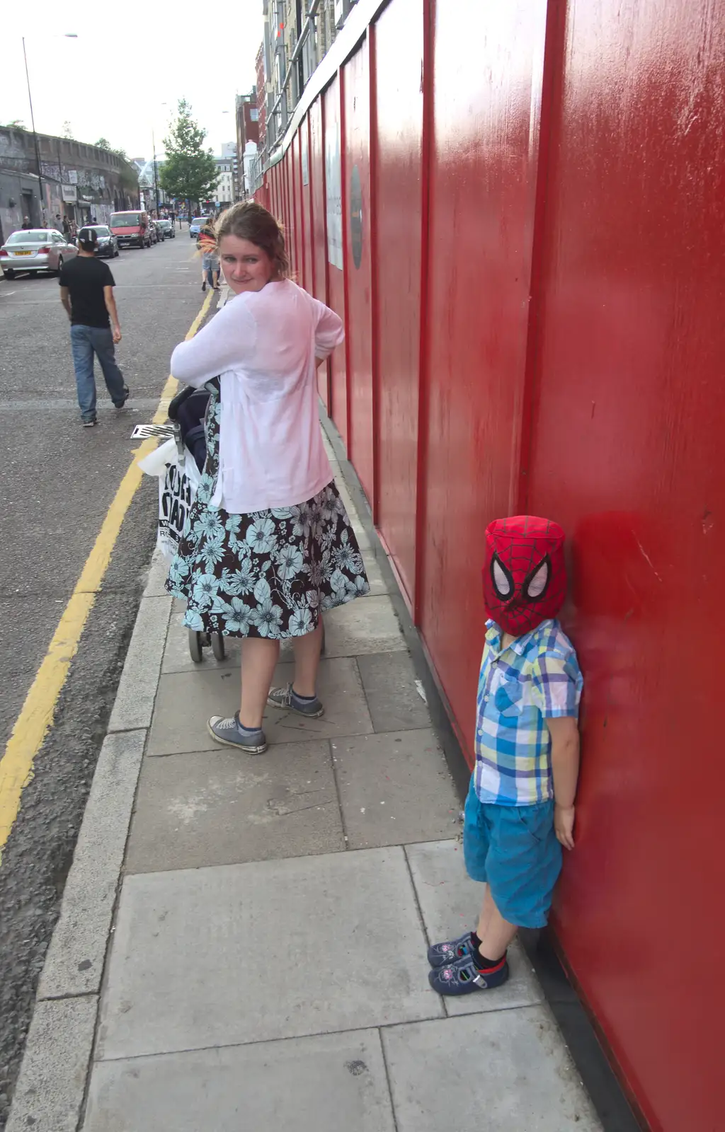 Fred in his Spider Man/Mexican wrestling mask, from Spitalfields and Brick Lane Street Art, Whitechapel, London - 10th August 2013