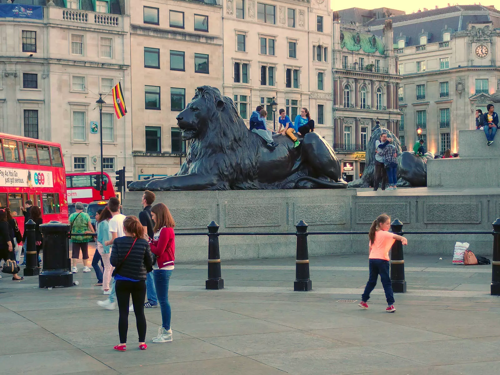 At the base of Trafalgar Square, from SwiftKey Innovation Day and a Walk around Westminster, London - 16th August 2013