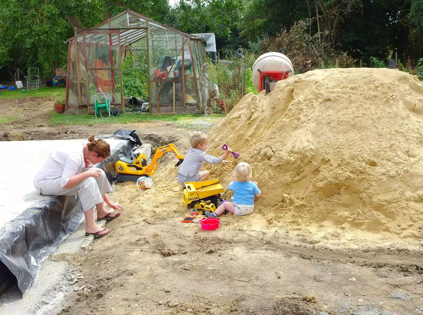 The building means a great pile of sand, from A Giant Sand Pile, and a Walk at Thornham, Suffolk - 17th August 2013