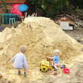 The boys and their big sand pile, A Giant Sand Pile, and a Walk at Thornham, Suffolk - 17th August 2013