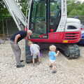 Grandad and Fred look at digger tracks, A Giant Sand Pile, and a Walk at Thornham, Suffolk - 17th August 2013