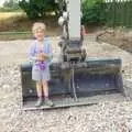 Fred in a digger bucket, A Giant Sand Pile, and a Walk at Thornham, Suffolk - 17th August 2013