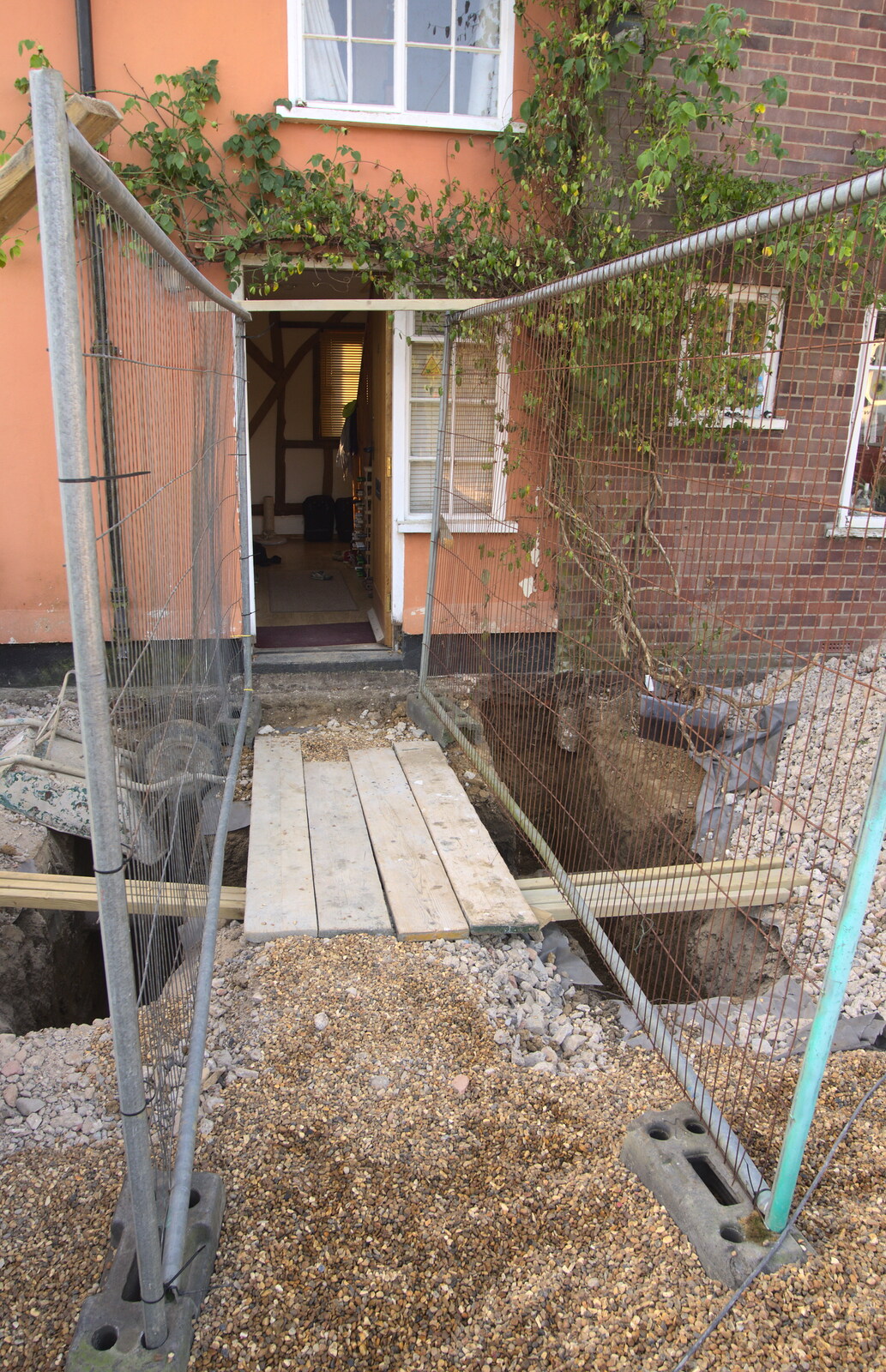 The front door has got its own moat from A Giant Sand Pile, and a Walk at Thornham, Suffolk - 17th August 2013