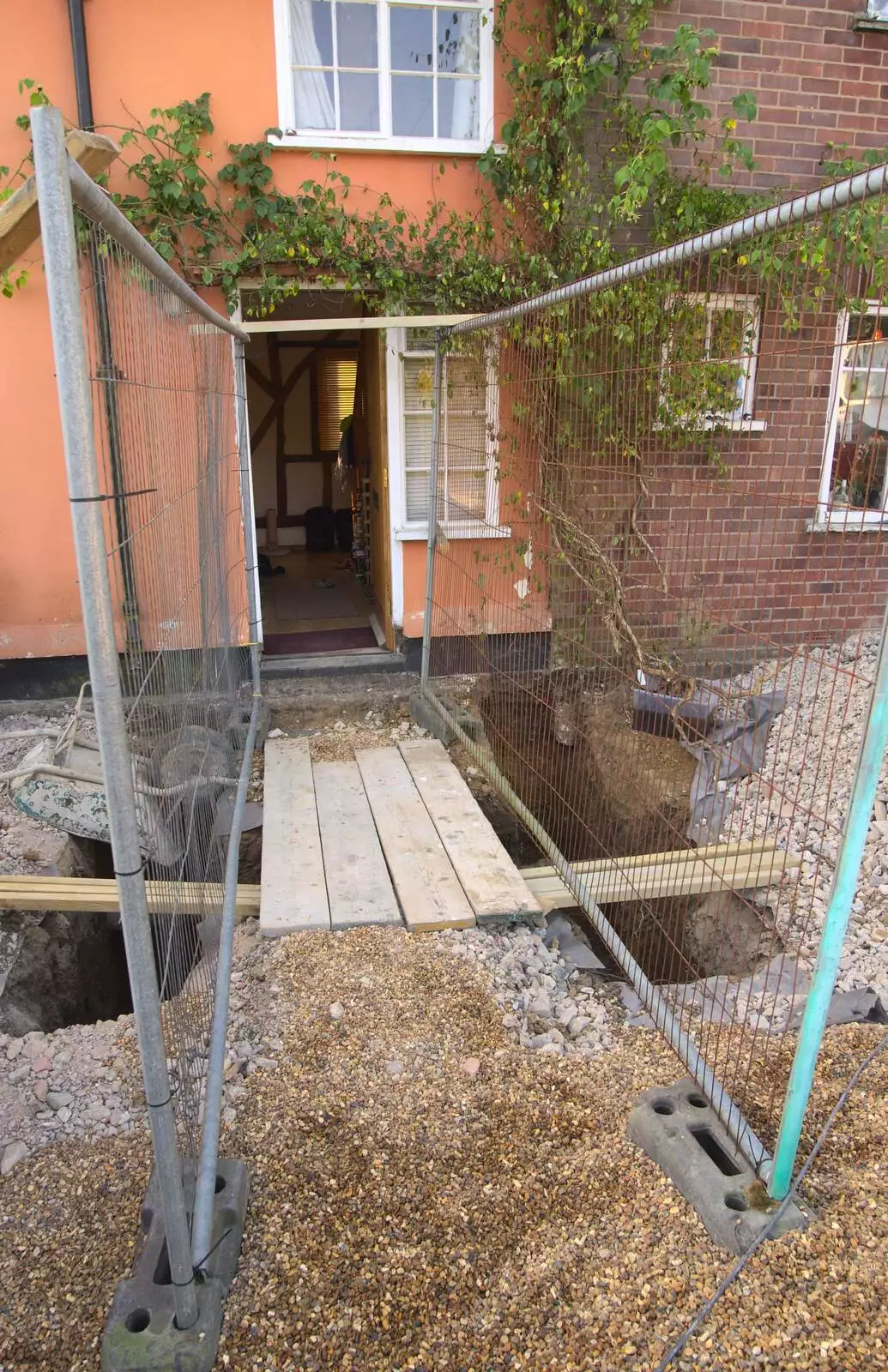 The front door has got its own moat, from A Giant Sand Pile, and a Walk at Thornham, Suffolk - 17th August 2013