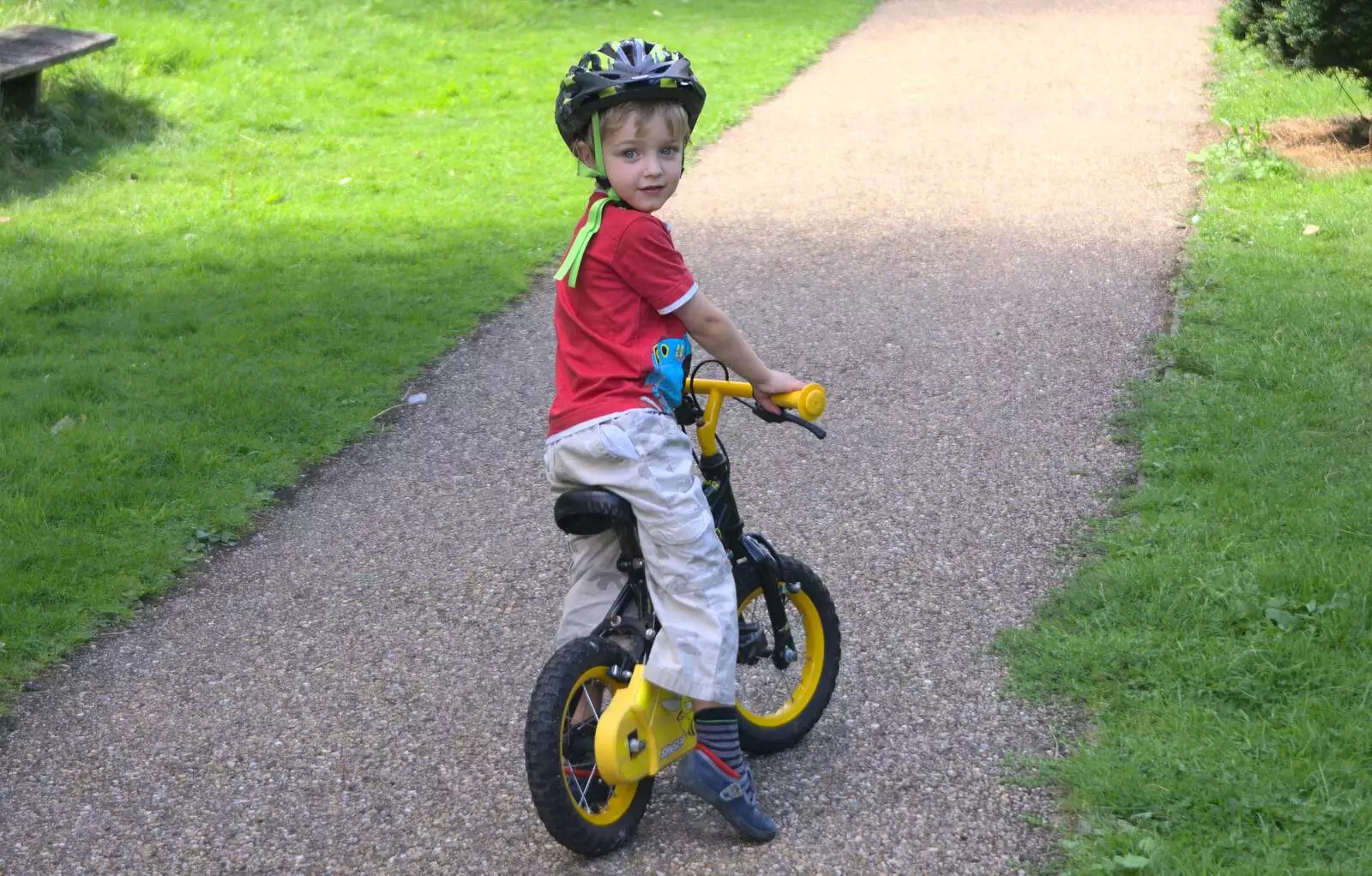 Fred's on his bike at Thornham, from A Giant Sand Pile, and a Walk at Thornham, Suffolk - 17th August 2013