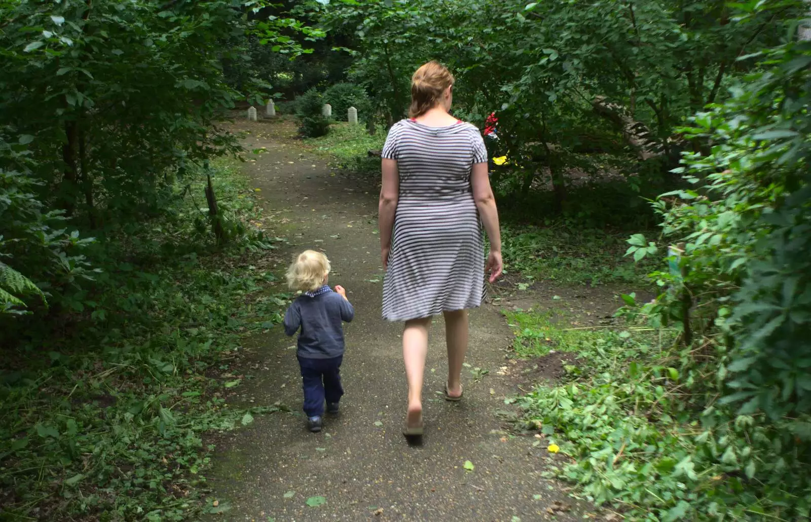 Harry and Isobel walk the path, from A Giant Sand Pile, and a Walk at Thornham, Suffolk - 17th August 2013