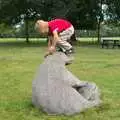 Fred climbs on a bear, A Giant Sand Pile, and a Walk at Thornham, Suffolk - 17th August 2013