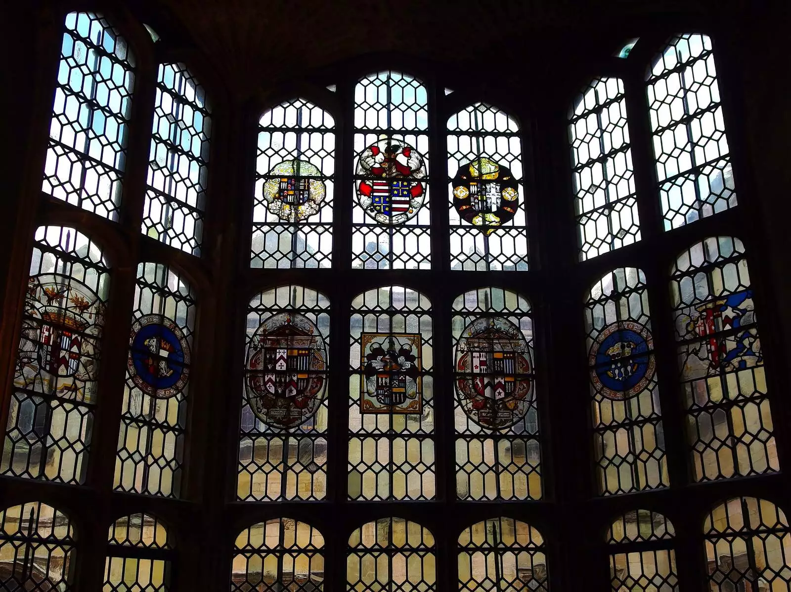 Impressive mediaeval windows, from The BBs at Hengrave Hall, Hengrave, Suffolk - 18th August 2013