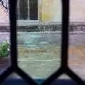 Bistro café tables through mediaeval glass, The BBs at Hengrave Hall, Hengrave, Suffolk - 18th August 2013